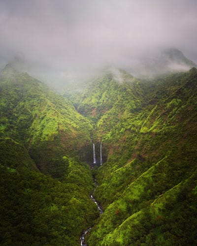Twin falls as seen from the helicopter