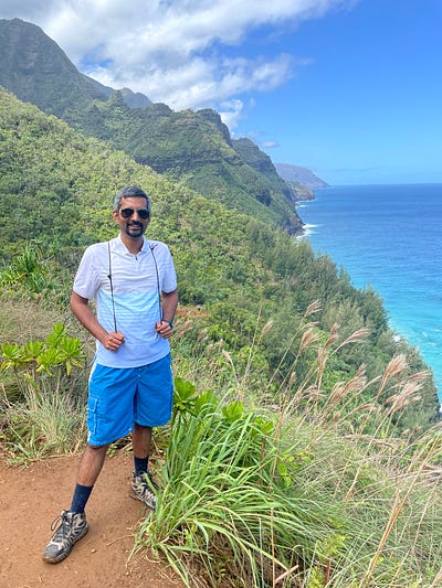 On the Kalalau trail with the view of the NaPali coast
