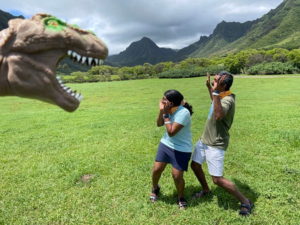 Beautiful scenary with an imaginary dino head